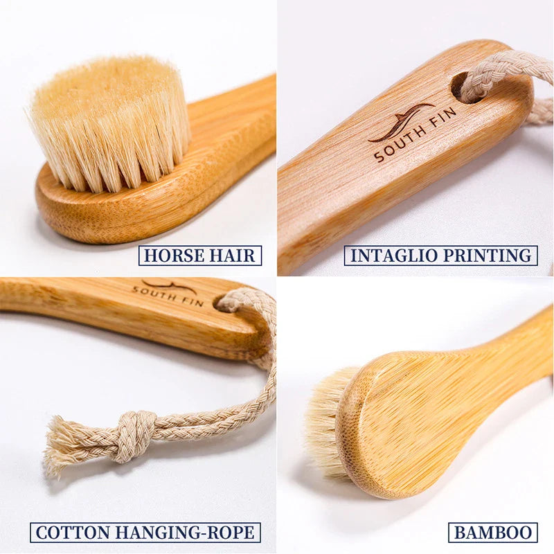 Natural Bamboo Facial Cleansing Brush | Soft Horse Hair Deep Clean Face Brush