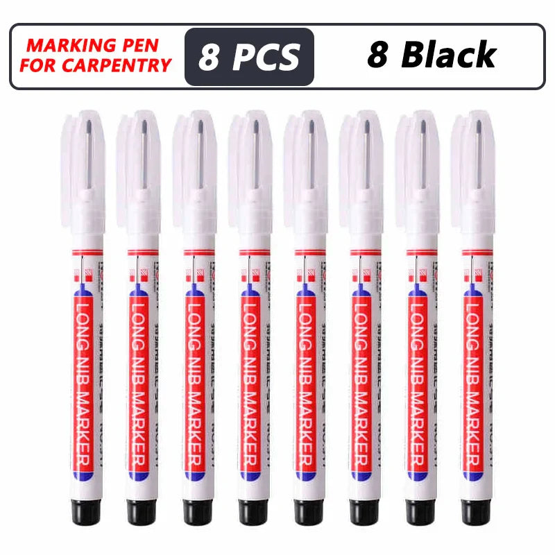 Deep Hole Long Nib Markers for Metal Wood Tile | 8-Pack Waterproof Marking Pens