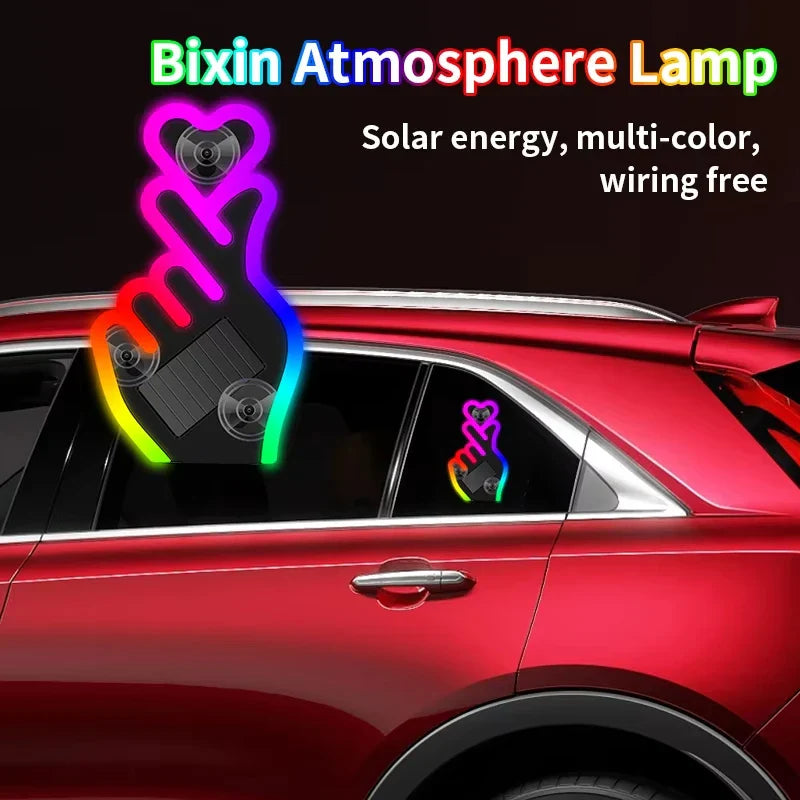 Solar Power Car Window Neon Light | USB Rechargeable Ambient Atmosphere Lamp