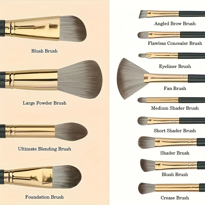 14-Piece Makeup Brush Set | Soft Nylon Bristles Travel Kit