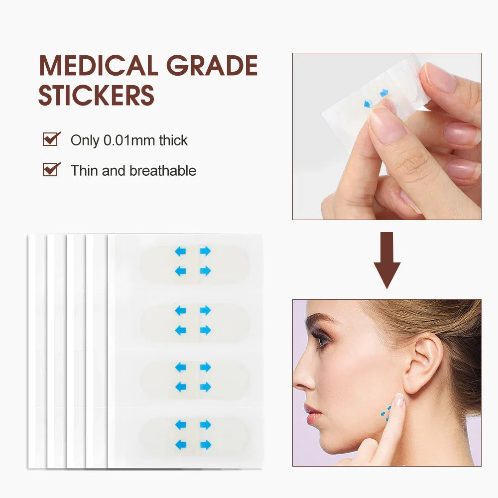 80-Piece Invisible Face Lifting Tapes | Instant V-Shape Facial Slimming Stickers