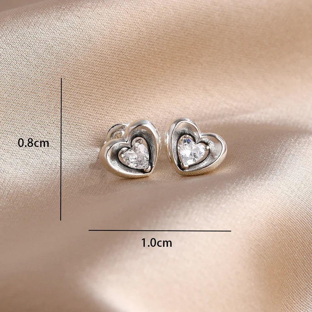 Blue Zircon Stud Earrings for Women | European Style Silver Jewelry