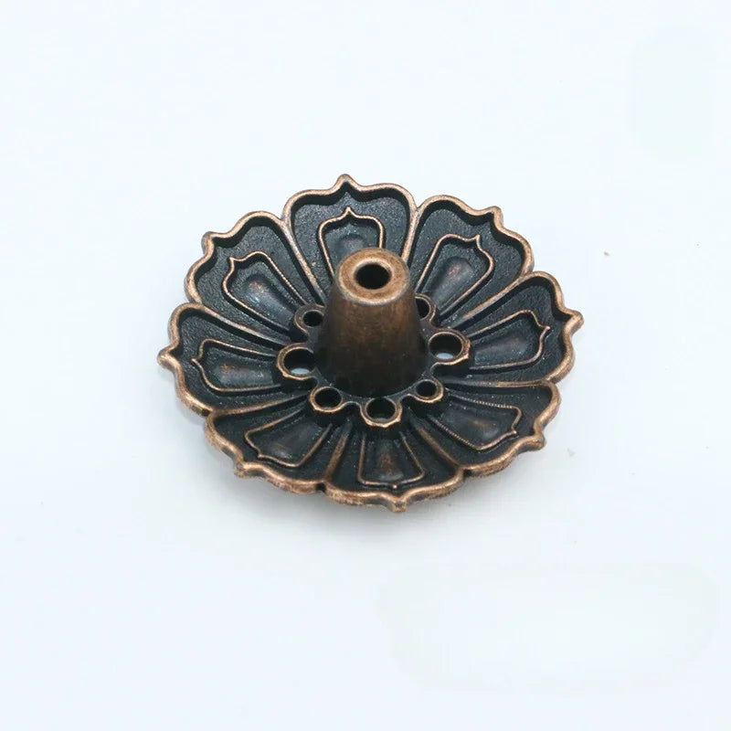 1 Pcs 9-Hole Copper Incense Holder Mini Lotus Flower Incense Sticks Burner Cones Censer Teahouse Home Decoration Accessories