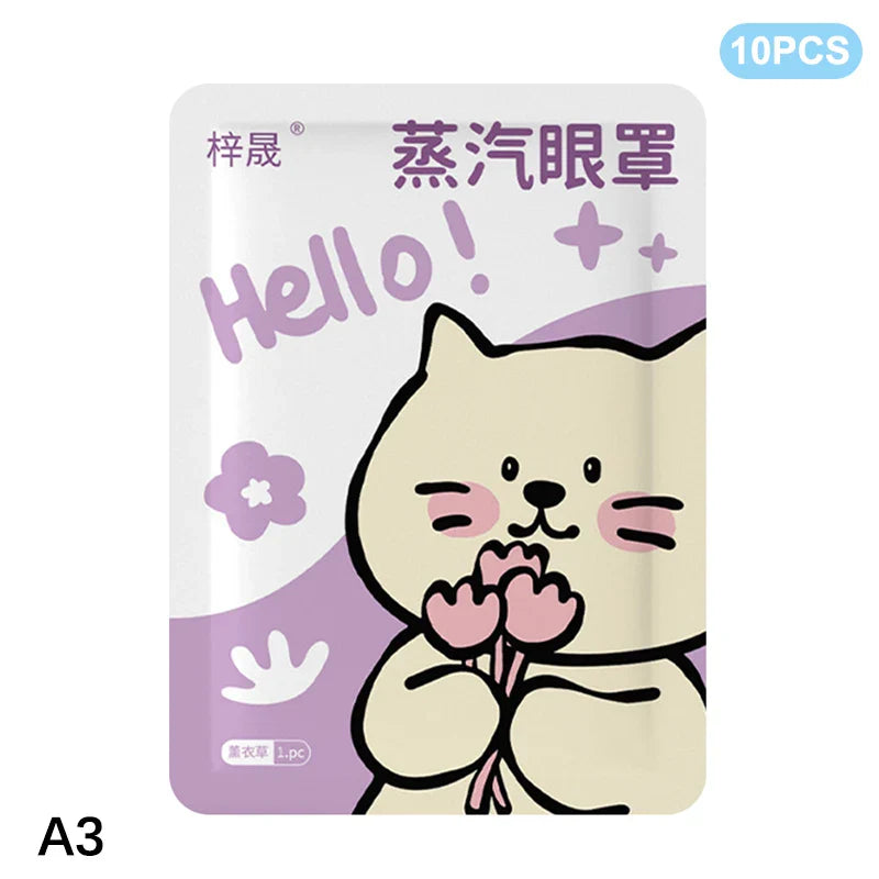 10Pcs Disposable Self-Heating Steam Eye Mask | Cartoon Sleep Aid & Eye Relaxation