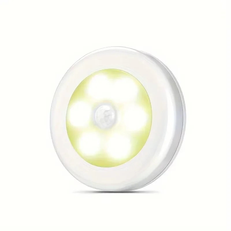 6LED Motion Sensor Night Light | Wireless Battery Operated Puck Lamp for Closet, Stair, Hallway