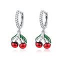 925 Sterling Silver Elephant Cherry Earrings | Sparkling Stud Earrings for Women