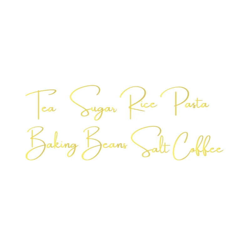 Kitchen Canister Labels Sticker Set | Waterproof Vinyl Decals for Tea Coffee Sugar