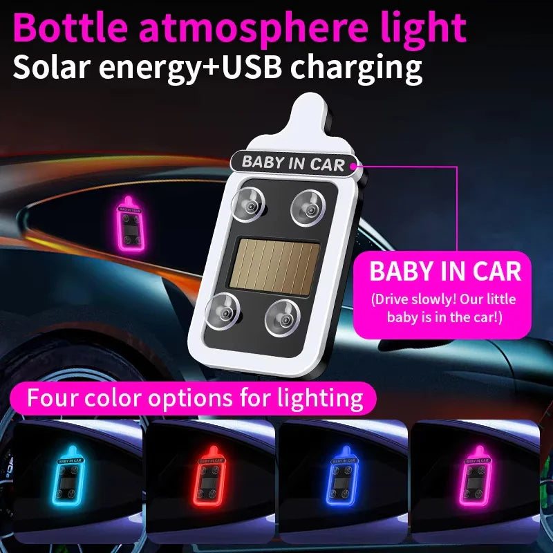 Solar Power Car Window Neon Light | USB Rechargeable Ambient Atmosphere Lamp