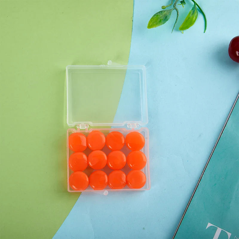 12 Pack Silicone Ear Plugs | Reusable Noise Reduction for Sleep, Swim, Study, and Work
