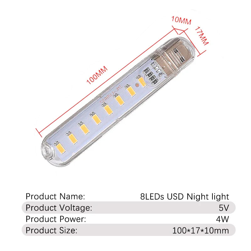 Mini USB LED Desk Lamp | 8 Color Night Light with Eye Protection