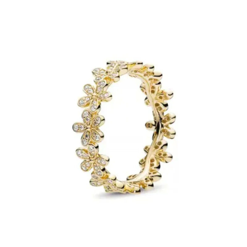 Gold Sun Heart Bow Ring | 925 Sterling Silver Zircon Ring for Women
