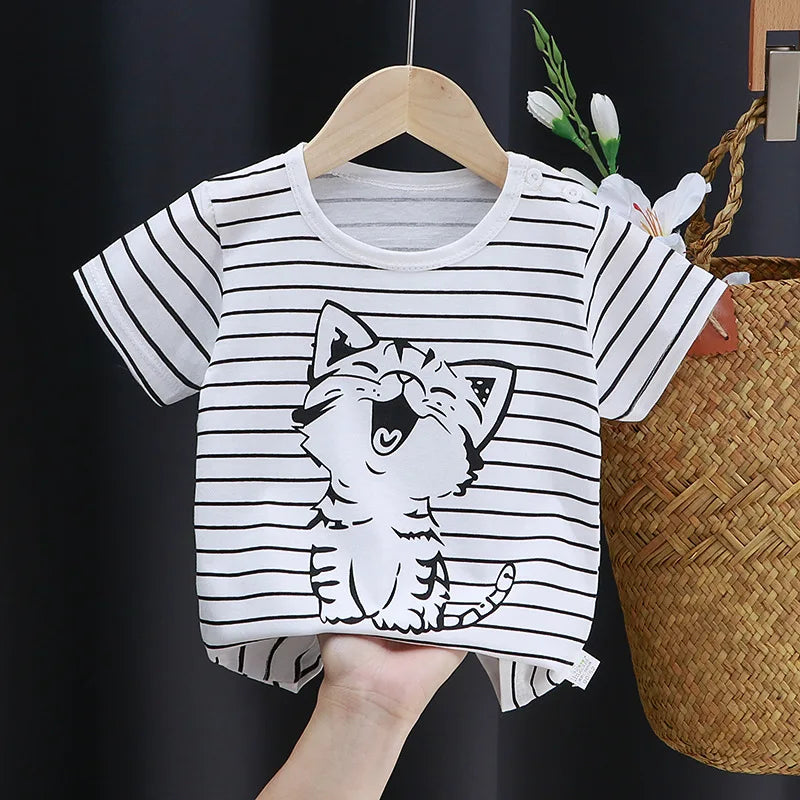Kids Cartoon Cotton T-Shirt – Soft Summer Tee for Babies and Toddlers, Unisex Casual Top