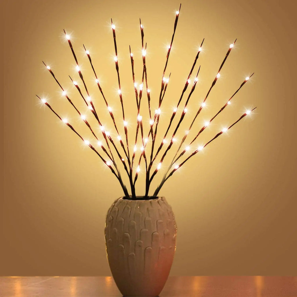 20 LED Christmas Willow Branch Lights | Battery Operated Vase Filler Fairy Lights for Holiday Decor