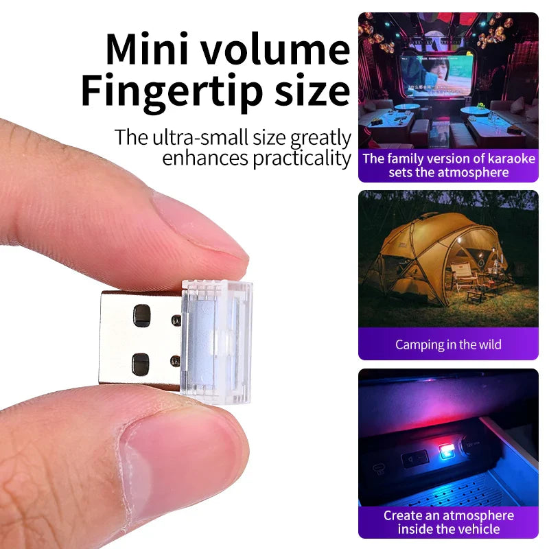 Car USB LED Atmosphere Light | Touch Control Car Interior Decoration Lamp