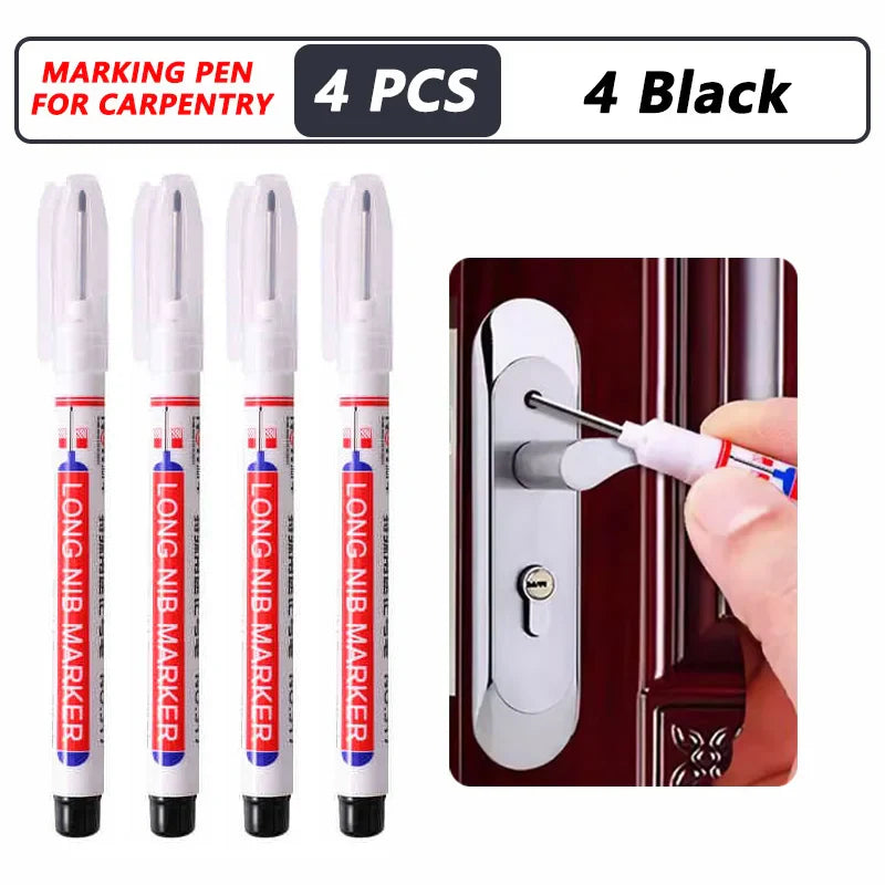 Deep Hole Long Nib Markers for Metal Wood Tile | 8-Pack Waterproof Marking Pens