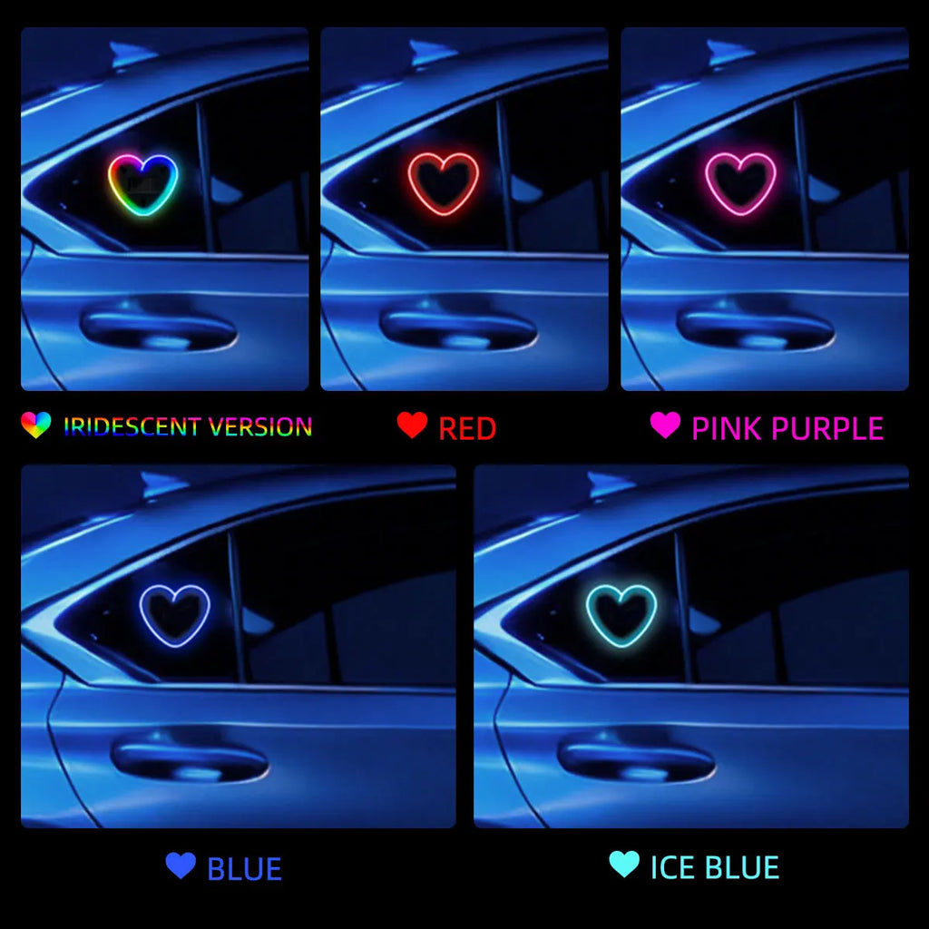 Solar Powered Heart Neon Light | Car Ambient LED Lamp