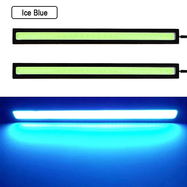 2 PCS Super Bright 17CM LED COB Fog Bulb Car DRL Strip | 12V 6500K Daytime Running Light