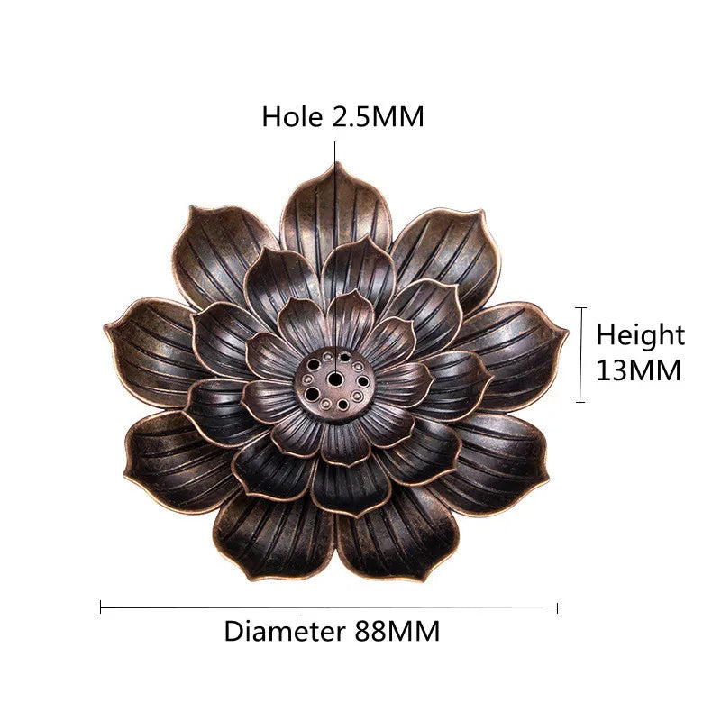 Alloy Incense Burner Stick Holder | Lotus Design Incense Plate for Temples and Yoga Studios