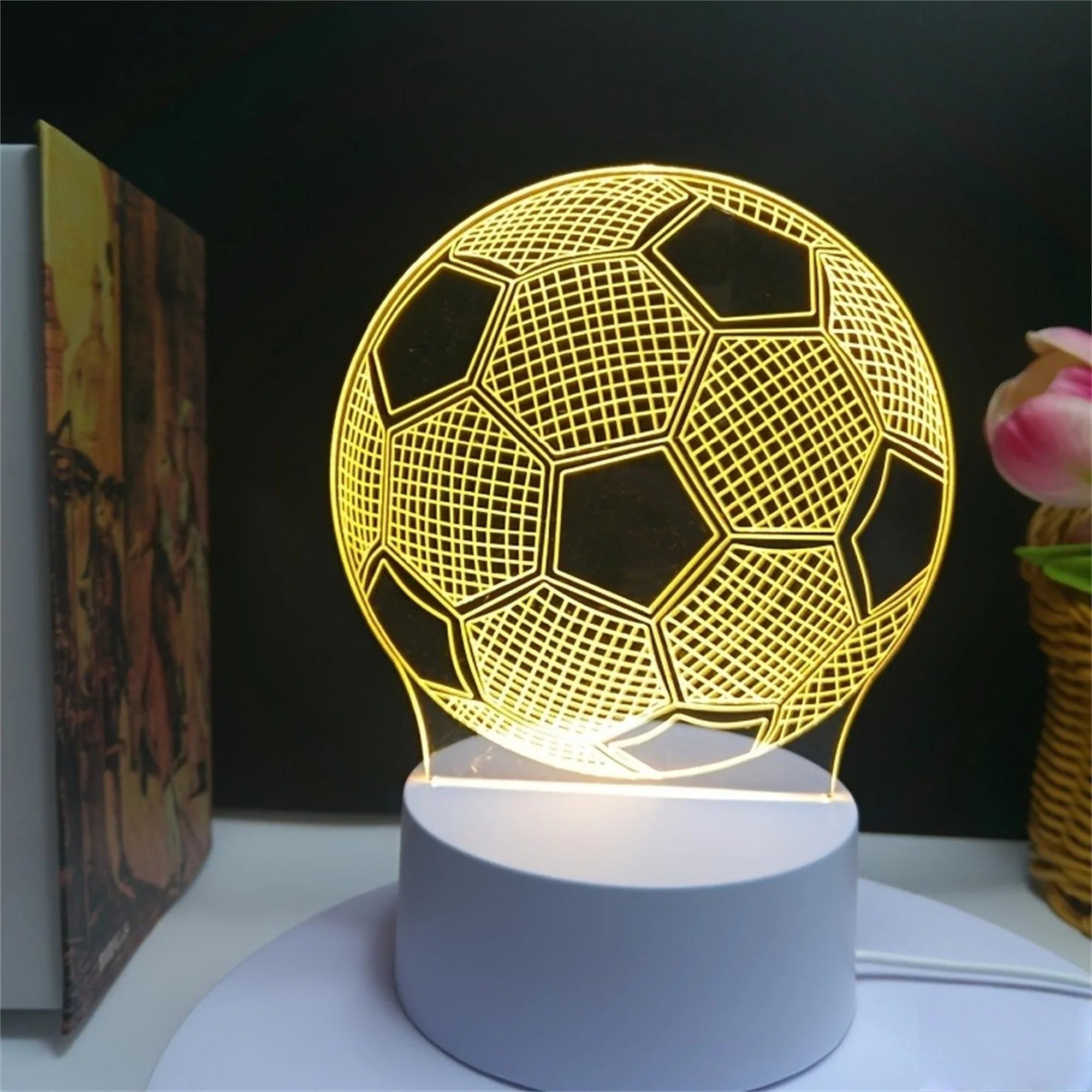 Football LED Night Light | Warm USB Ambient Lamp for Bedroom and Party