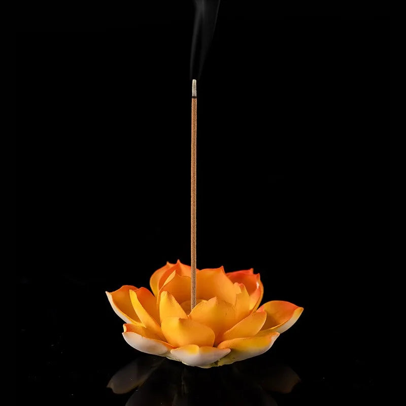 Ceramic White Lotus Incense Burner | Home Decor Stick Holder for Office Teahouse