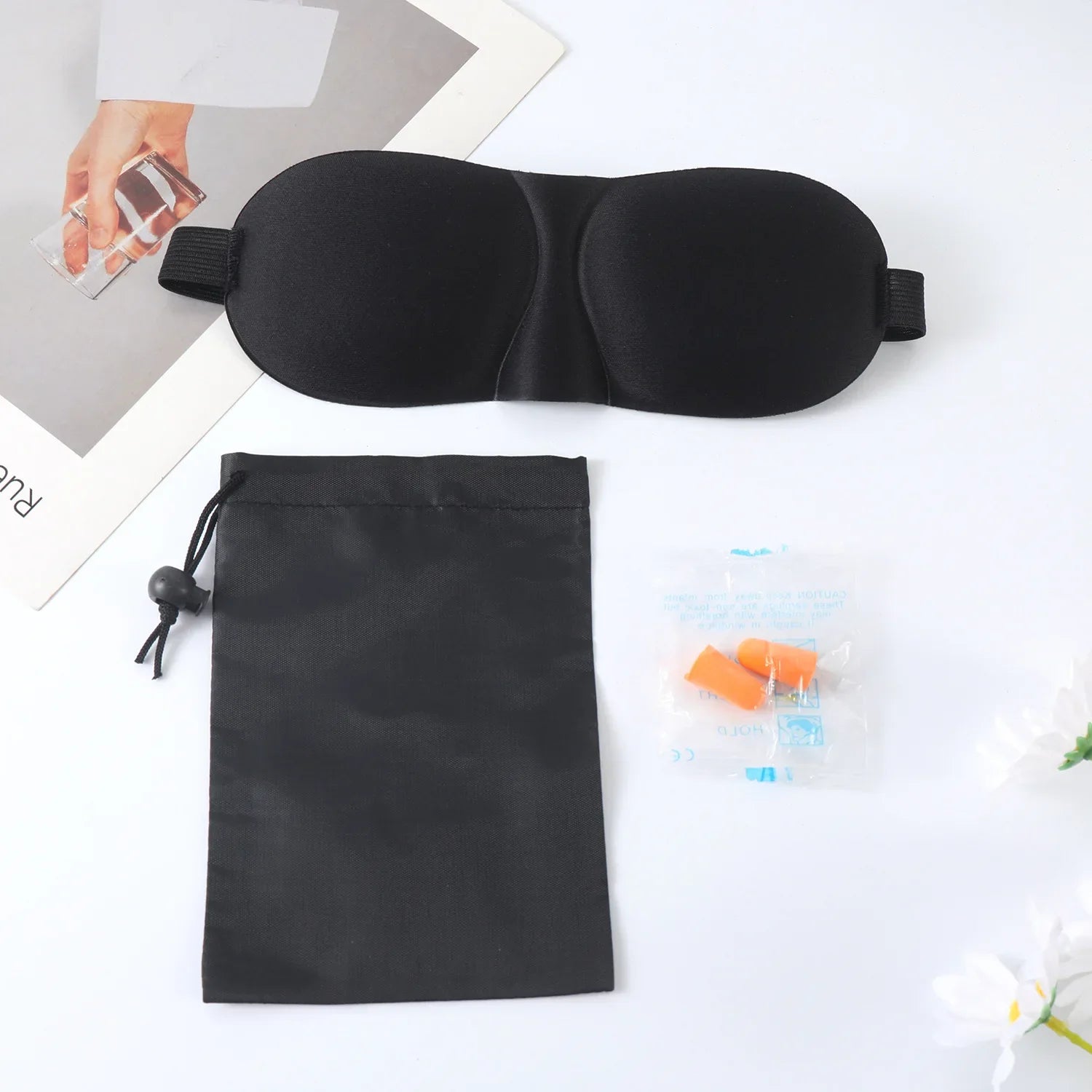 3D Sleep Mask for Travel and Nap | Lightweight Eye Cover with Storage Bag and Earplugs