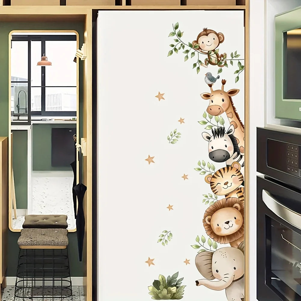 Watercolor Forest Animal Wall Sticker Set | Elephant, Lion, Giraffe, Zebra