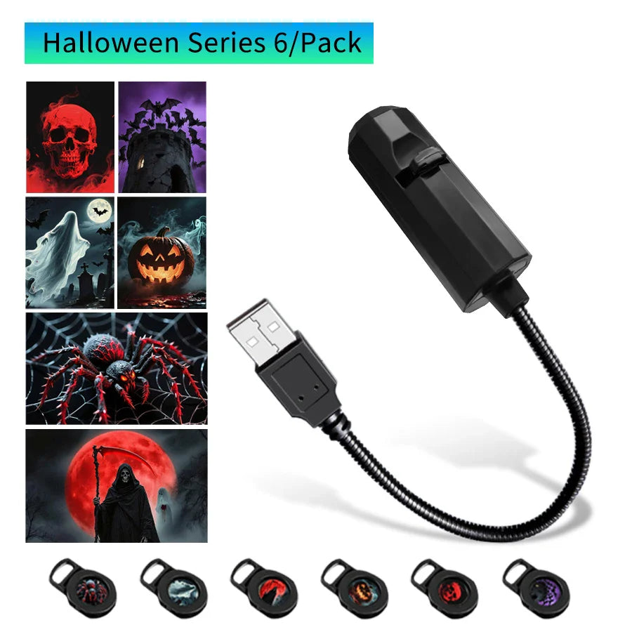 Moon Lamp Projector | USB LED Night Light for Halloween and Christmas Decor