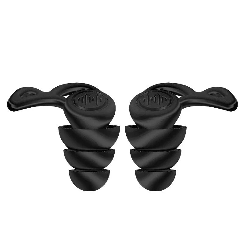 1Pair Soft-Silicone 3-Layer Reusable Ear Plugs | High-Efficiency Noise Reduction for Sleep and Hearing Protection