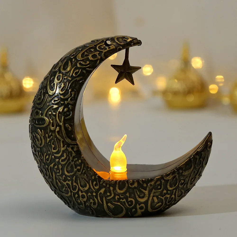LED Star Moon Candlestick Light | Ramadan Decoration with Castle Wind Lamp
