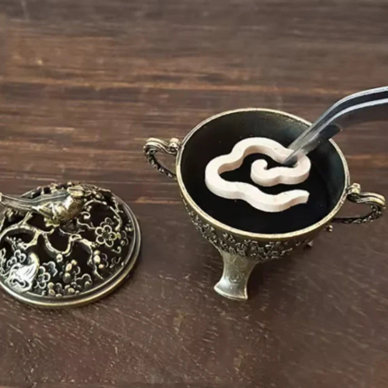 Magpie Lotus Incense Burner | Metal Incense Holder with Handle for Yoga Meditation