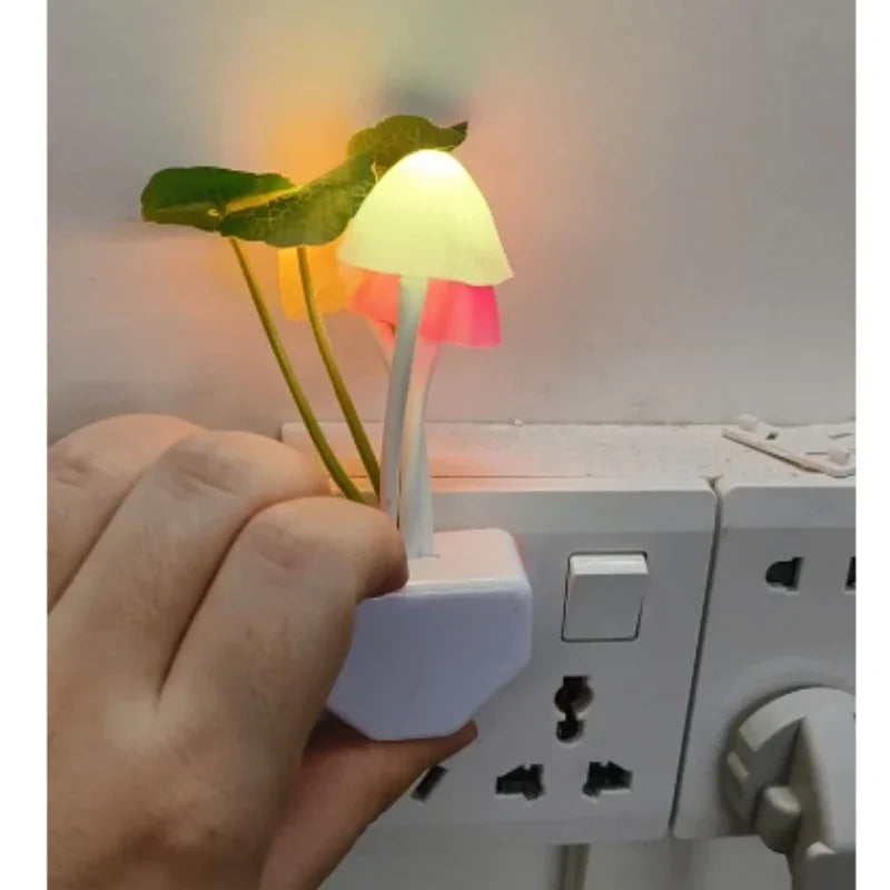 Mushroom Night Light with Light Sensor | 3 LED Colorful Bedside Lamp