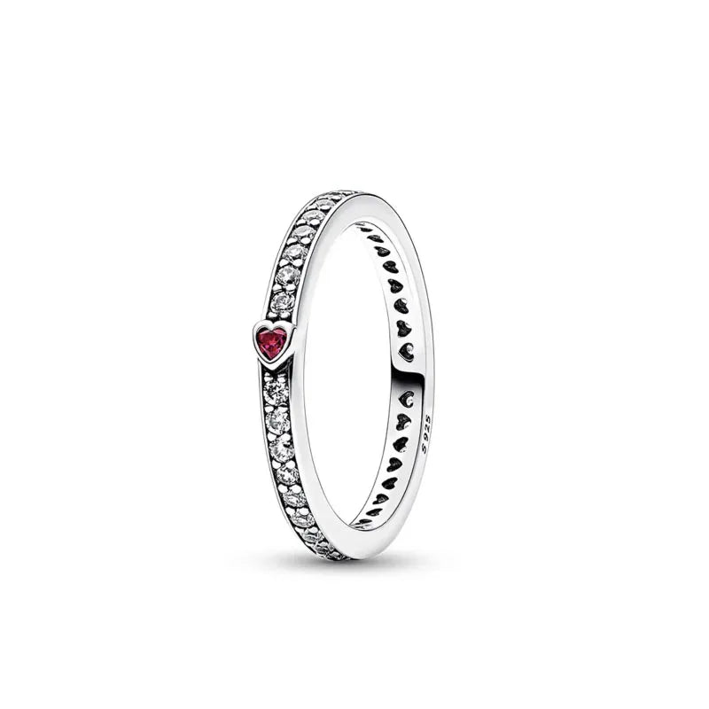 925 Sterling Silver Blue Green Heart Ring | Women's Wedding Band with Zircon