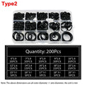 Rubber O Ring Set | 200/225pc Nitrile Seal Gasket Repair Kit