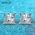 Princess Cut Moissanite Stud Earrings | VVS Simulated Diamond 925 Sterling Silver Jewelry