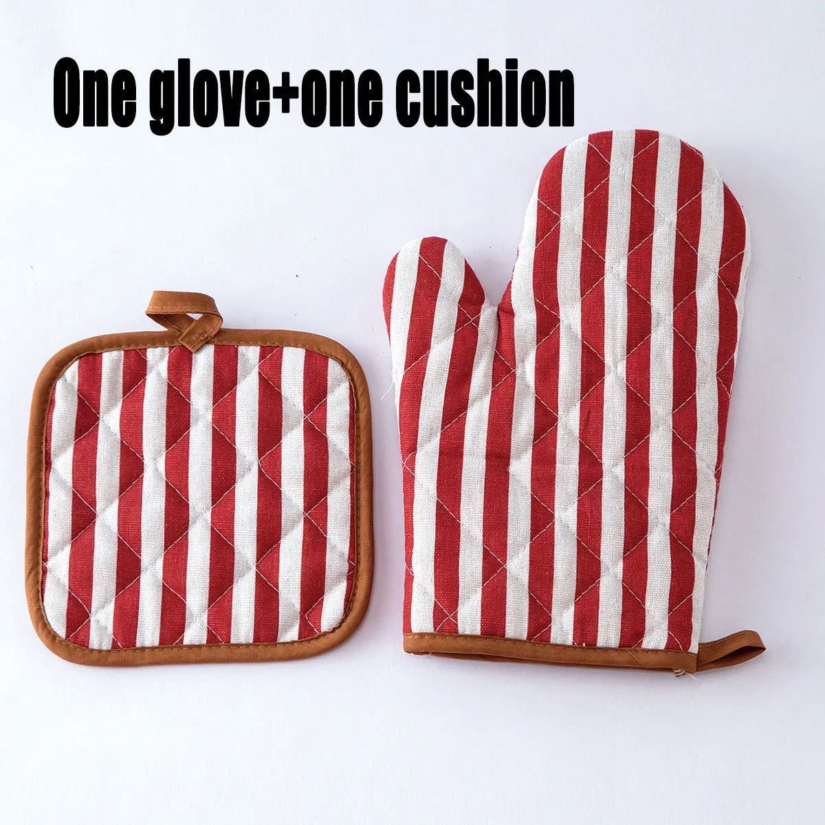 Anti Scald Oven Gloves Set | Cotton Lined Thick Kitchen Gloves with Red Checkered Design