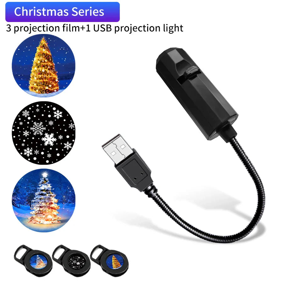 5V USB Projection Lamp with Interchangeable Theme Strips | Indoor Ceiling Decor