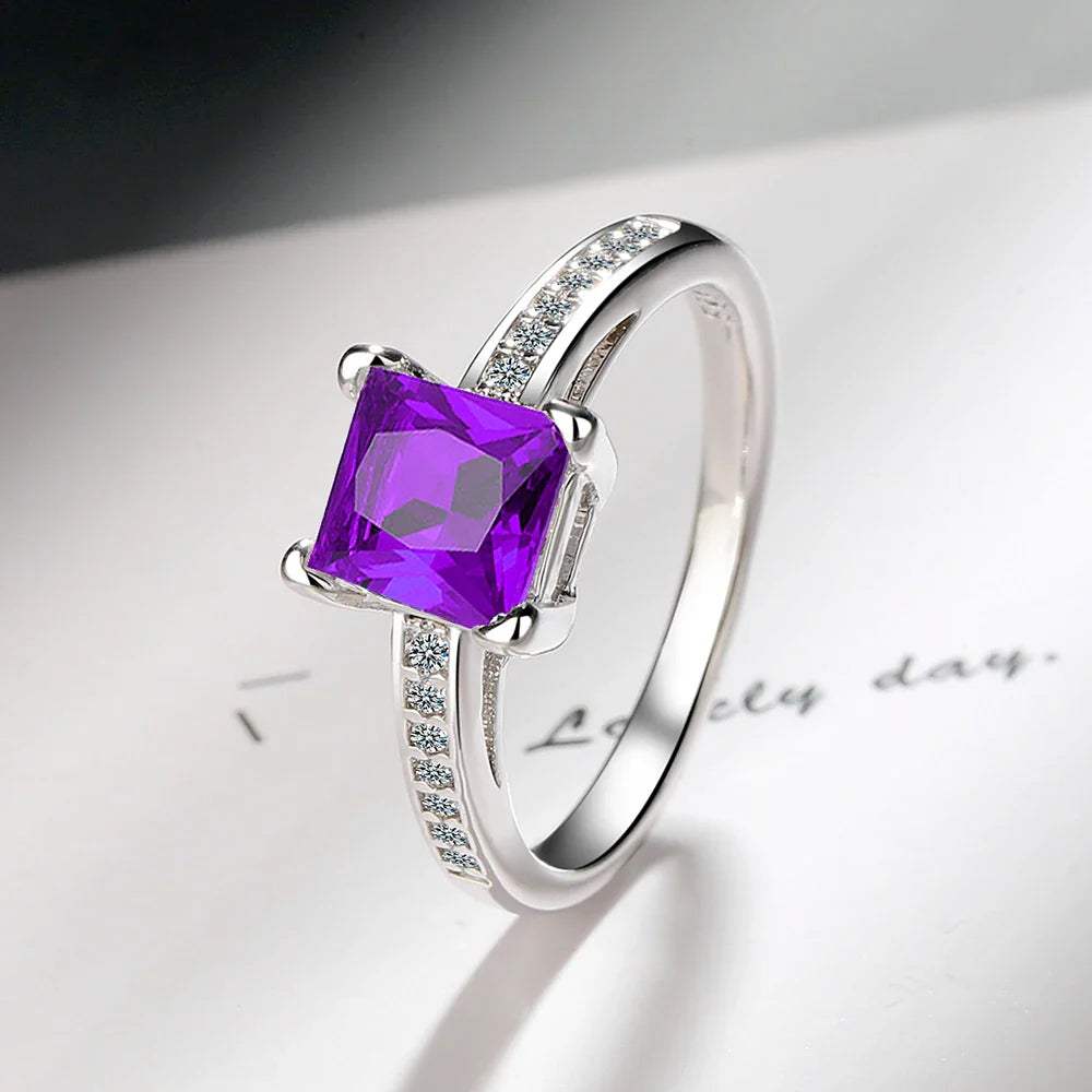 2.2ct Created Red Ruby 925 Sterling Silver Solitaire Engagement Ring | Cushion Cut Gemstone Wedding Gift