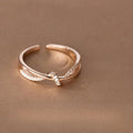 925 Sterling Silver Cross Knotting Zircon Ring | Women's Wedding Cocktail Jewelry