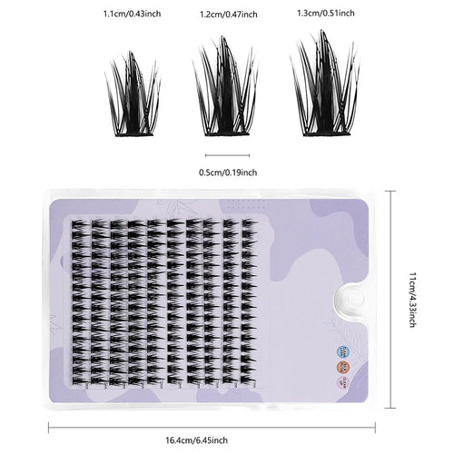 160 Pcs Wheat-Ear Shape Fake Eyelashes | Fine Stem DIY Eyelash Extension Clusters