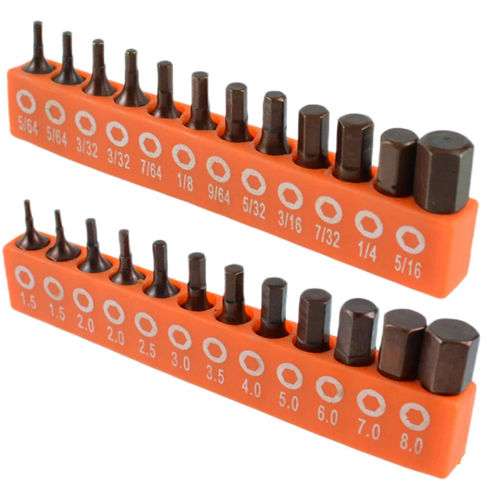 12/24pc Hex Screwdriver Bit Set | Alloy Steel Magnetic 25mm 1/4in Hex Shank Bit Set for DIY and Worksites