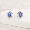 S925 Sterling Silver Sapphire Stud Earrings | Women's Fine Jewelry Gift