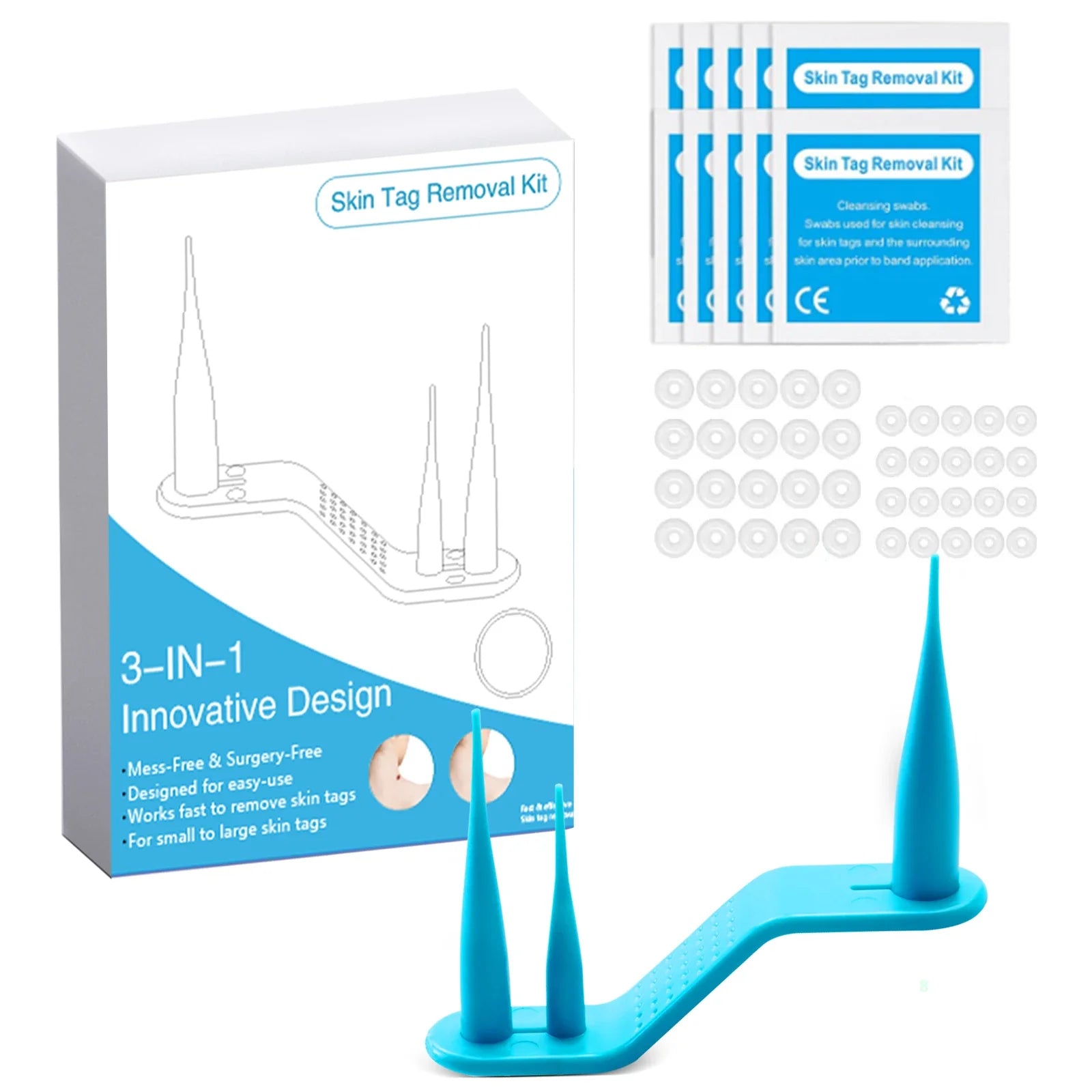3-IN-1 Painless Skin Tag Removal Kit | Skin Label, Mole, Acne & Wart Removal Pen Set with Cleansing Swabs