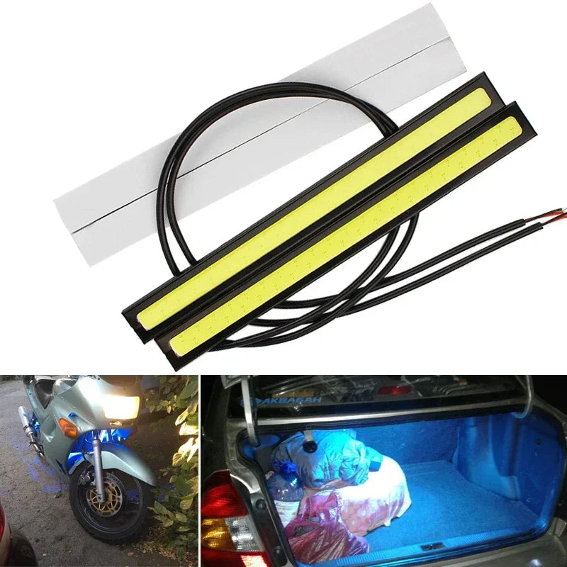 2 PCS Super Bright 17CM LED COB Fog Bulb Car DRL Strip | 12V 6500K Daytime Running Light