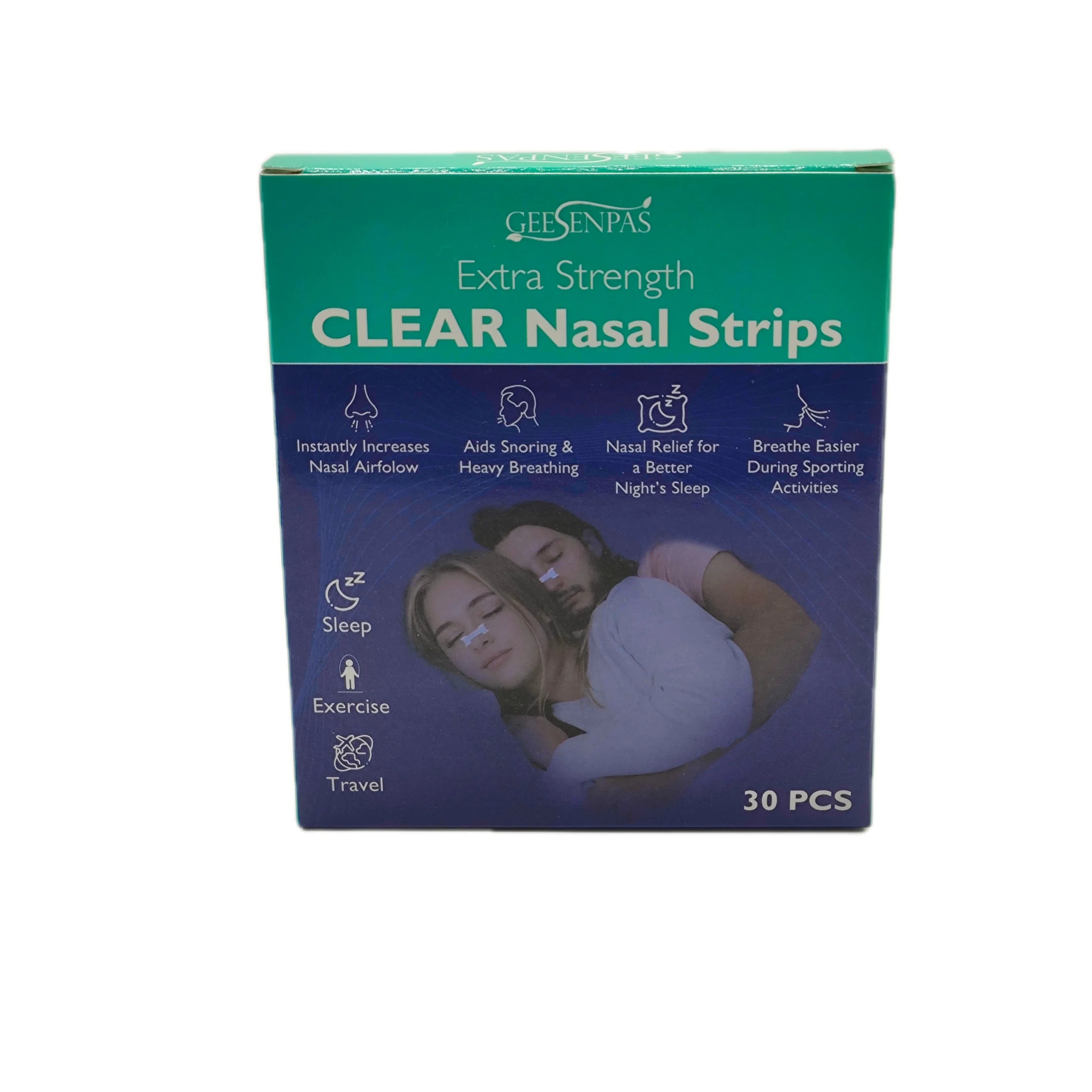 Extra Strength Clear Nasal Strips 30 Pack | Anti-Snoring Aid for Better Breathing