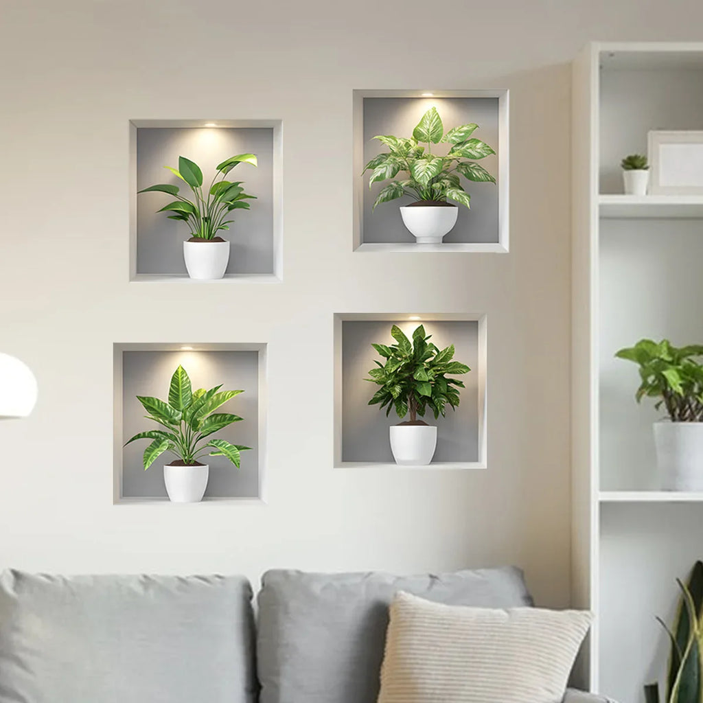 Green Plant Wall Stickers | Modern Home Decor Set