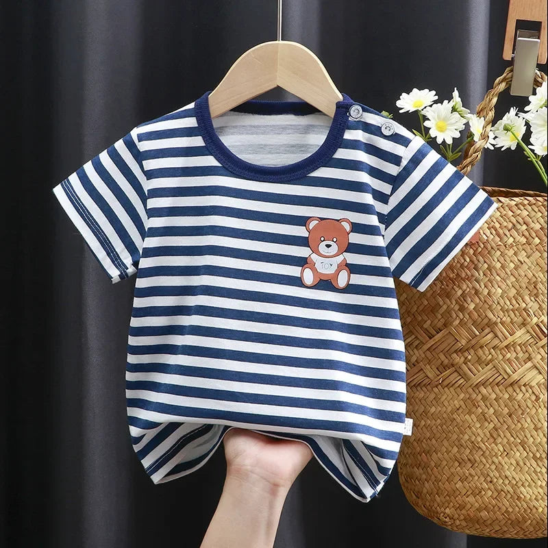 Kids Cartoon Cotton T-Shirt – Soft Summer Tee for Babies and Toddlers, Unisex Casual Top