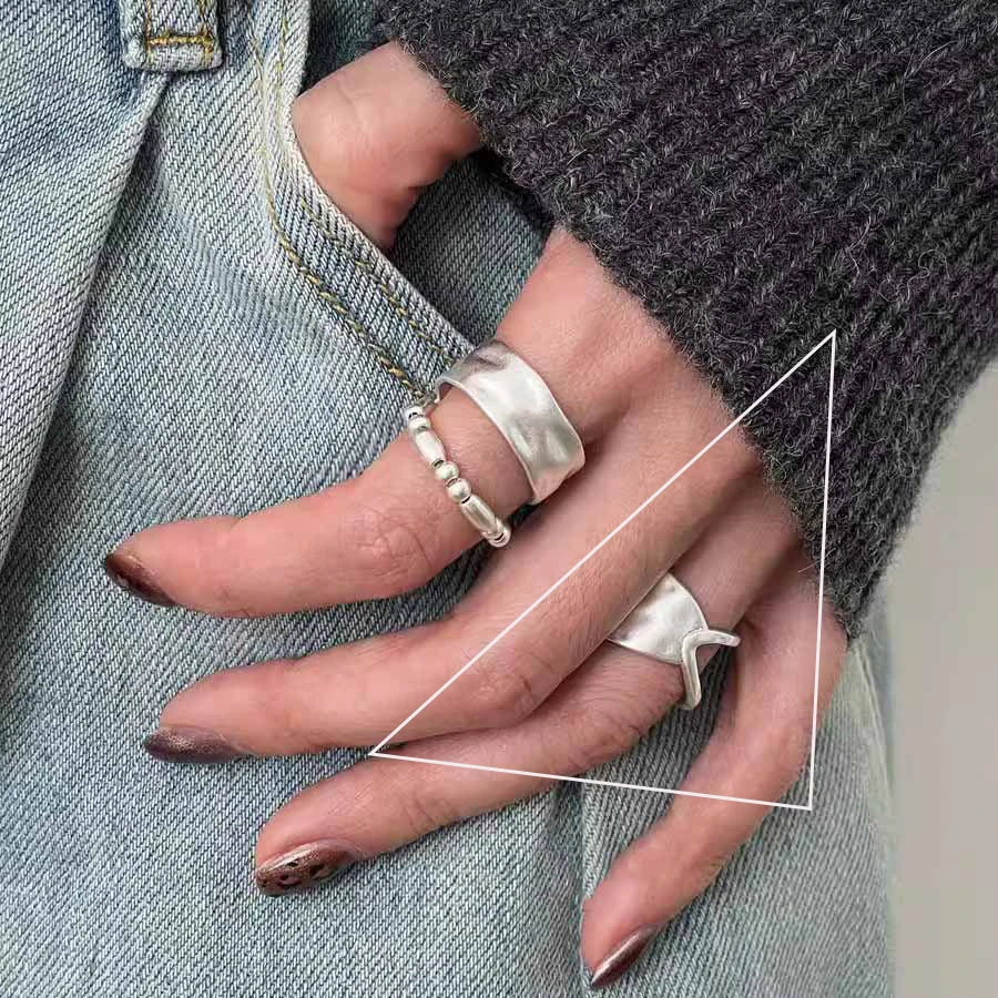 VENTFILLE 925 Sterling Silver Adjustable Rings | Vintage Hip Hop Couples Jewelry