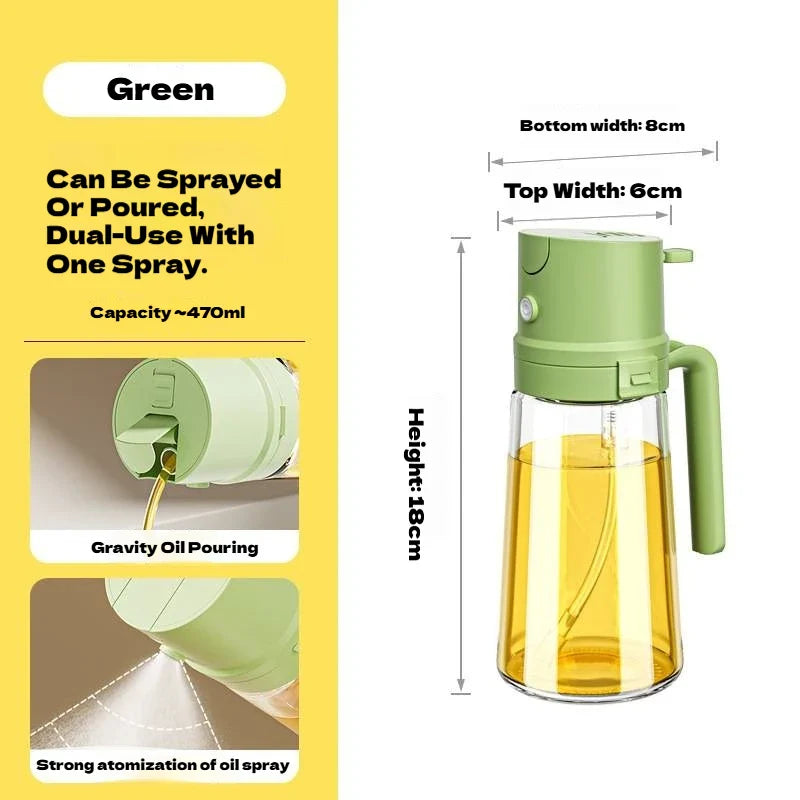 2 in 1 Oil Sprayer and Dispenser Bottle | Cooking Oil Spray Bottle for BBQ, Air Fryer, and Salad