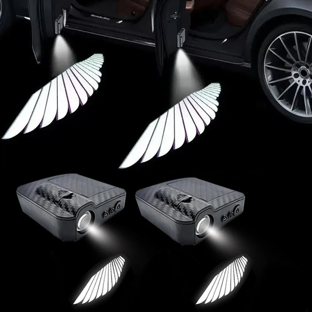 2PCS Angel Wings Door Welcome Light Car Atmosphere Lights | LED Wireless Projection Car Decorative Lights