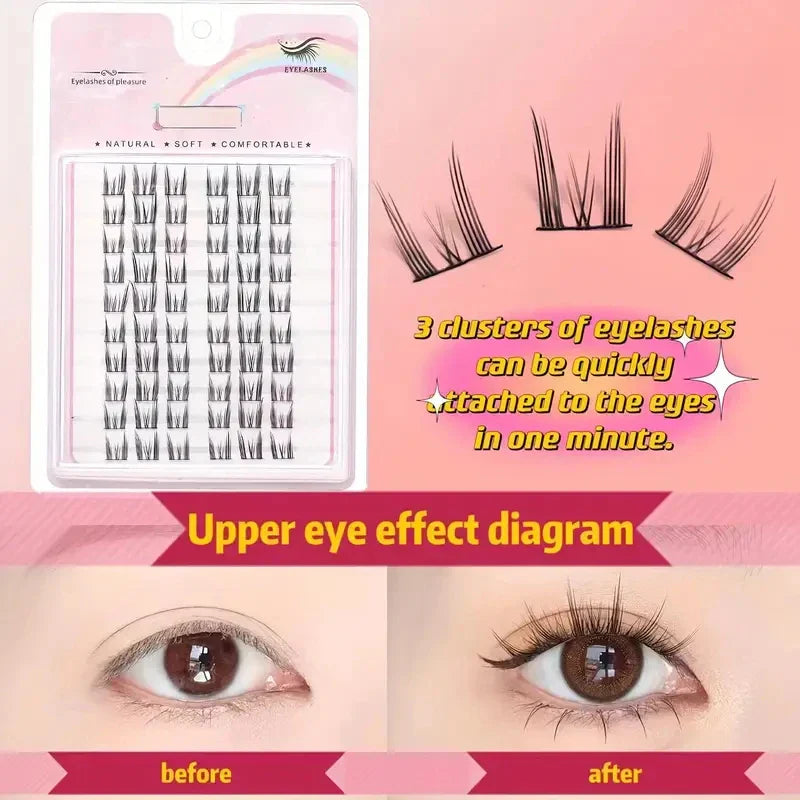 10 Rows 60 Clusters DIY Eyelash Extension Kit | Cartoon Mink Style Individual Lashes